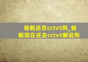 杨毅还在cctv5吗_杨毅现在还去cctv5解说吗